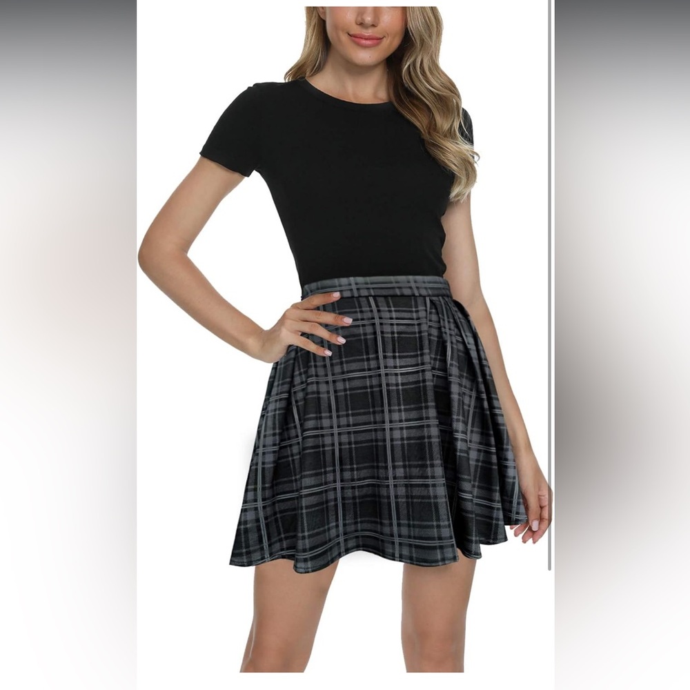 Urban CoCo Women Plaid Pleated Mini Skater Skirt High Waisted School Skirt-Small - Picture 4 of 6